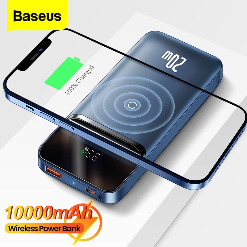 Baseus Power Bank 10000mAh PD 20W Magnetic Wireless Charger External Battery Portable Powerbank For iPhone 12 Series POCO X3 Pro