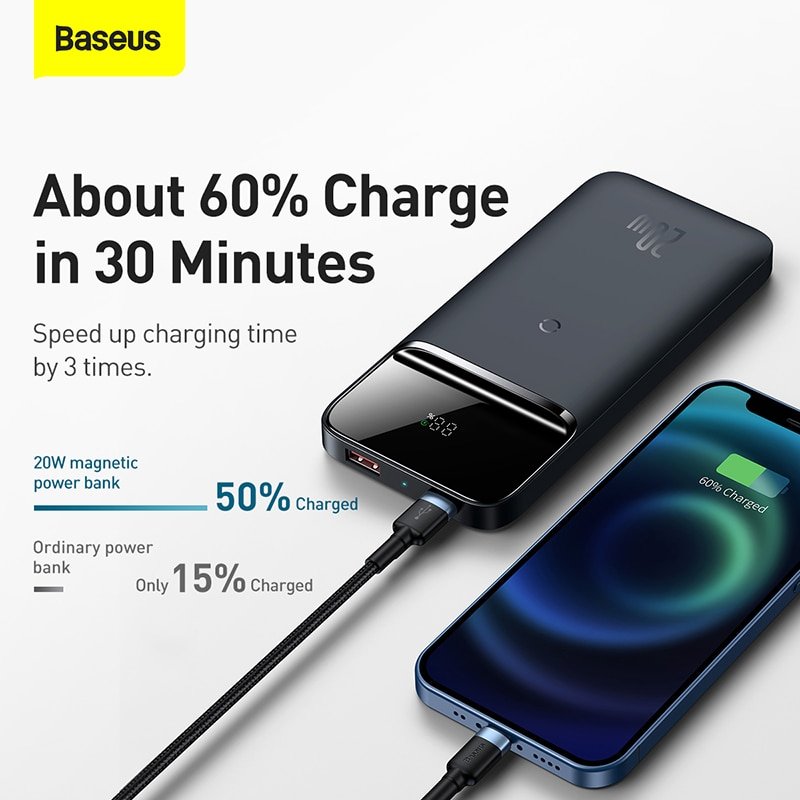 Baseus Power Bank 10000mAh PD 20W Magnetic Wireless Charger External Battery Portable Powerbank For iPhone 12 Series POCO X3 Pro